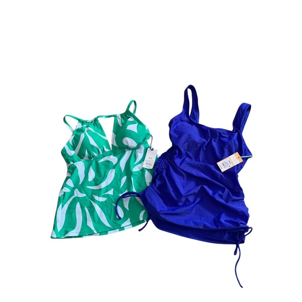 NWT Bundle:‎ Shade & Shore + Kona Sol Tankini Tops Small 4-6 Blue Green Summer